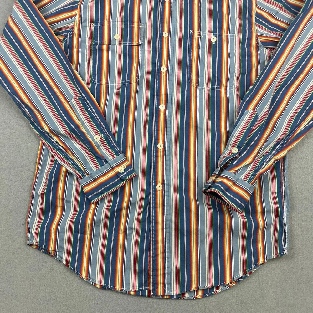 Polo Ralph Lauren Shirt Men Medium Multi Color Striped Long Sleeve Button Down M